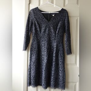 Tommy Hilfiger Elegant Navy Lace V-Neck Dress - Women